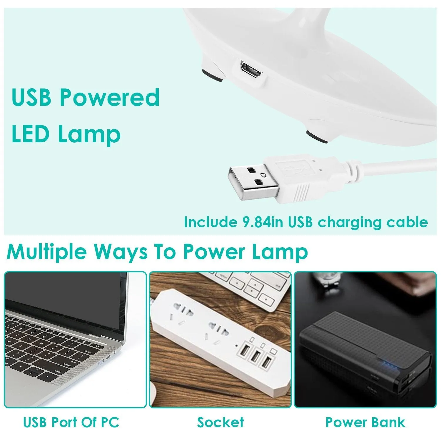 USB Rechargeable Table Lamp Dimmable LED Flexible Gooseneck Desk Light