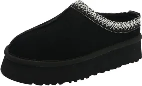vioxthak Women's Slippers Platform Mini Boots For Women Short Ankle Boot Fur Fleece Lined Sneakers House slippers Suede Leather Anti-Slip Boot For Outdoor