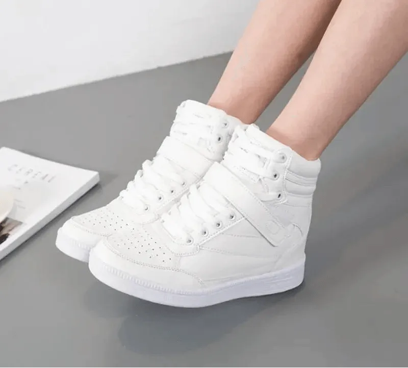 Women's Breathable High-Top Platform Sneakers – Casual Sport Boots