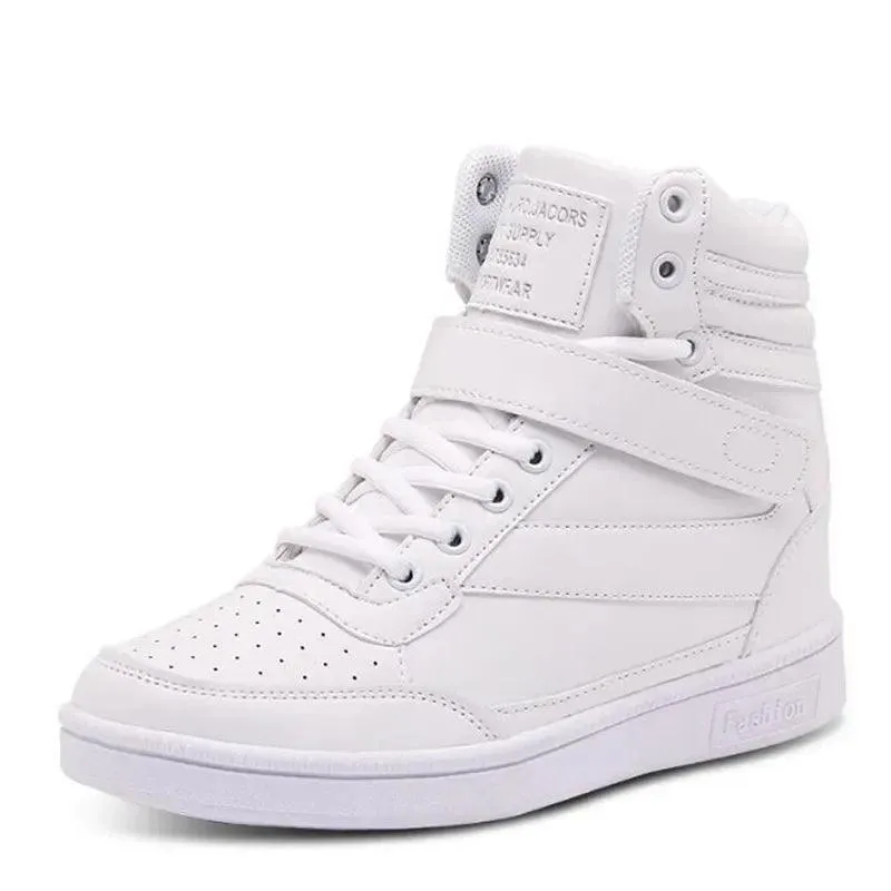 Women's Breathable High-Top Platform Sneakers – Casual Sport Boots