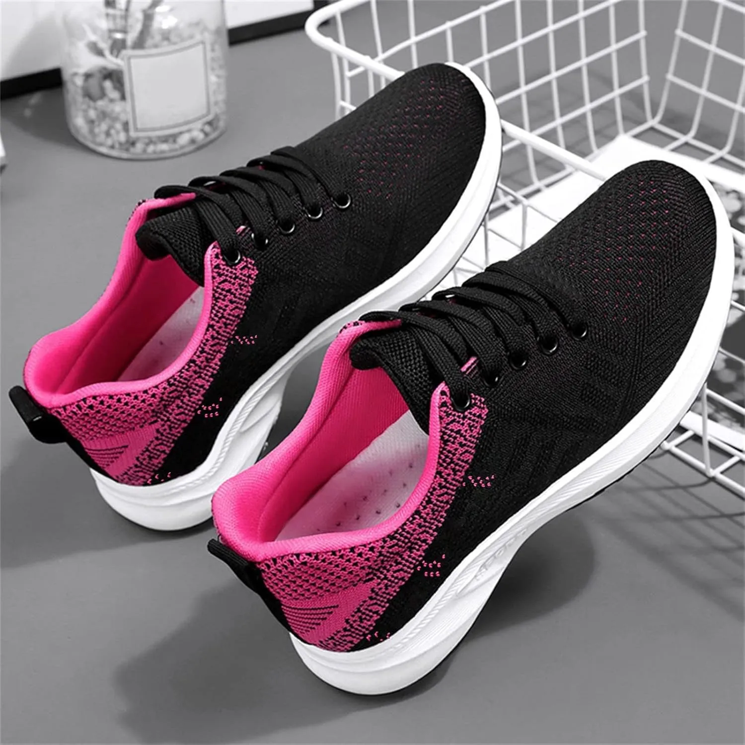 Women's Mesh Sneakers Lace Up Lightweight Casual Sneakers Orthopedic Shoes with Arch Support Comfortable Non-Slip Breathable Walking Shoes