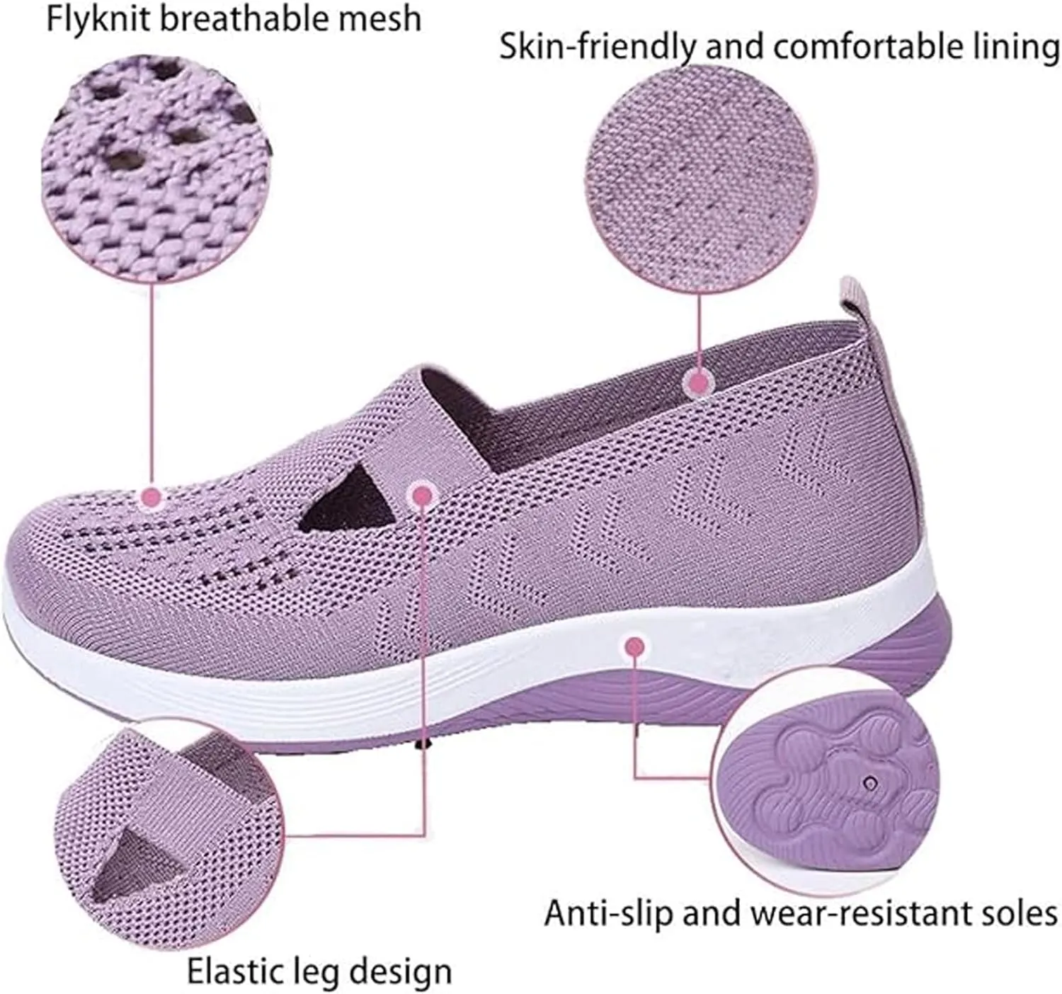 Women's Orthopedic Walking Shoes Hands Free Slip-Ins Go Walking Slip on Shoe Breathable Mesh Comfortable Soft Athletic Sneakers