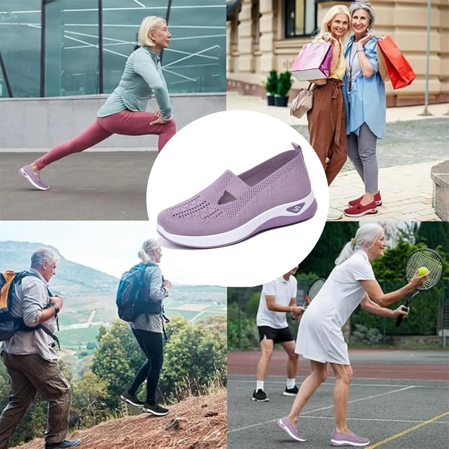 Women's Orthopedic Walking Shoes Hands Free Slip-Ins Go Walking Slip on Shoe Breathable Mesh Comfortable Soft Athletic Sneakers