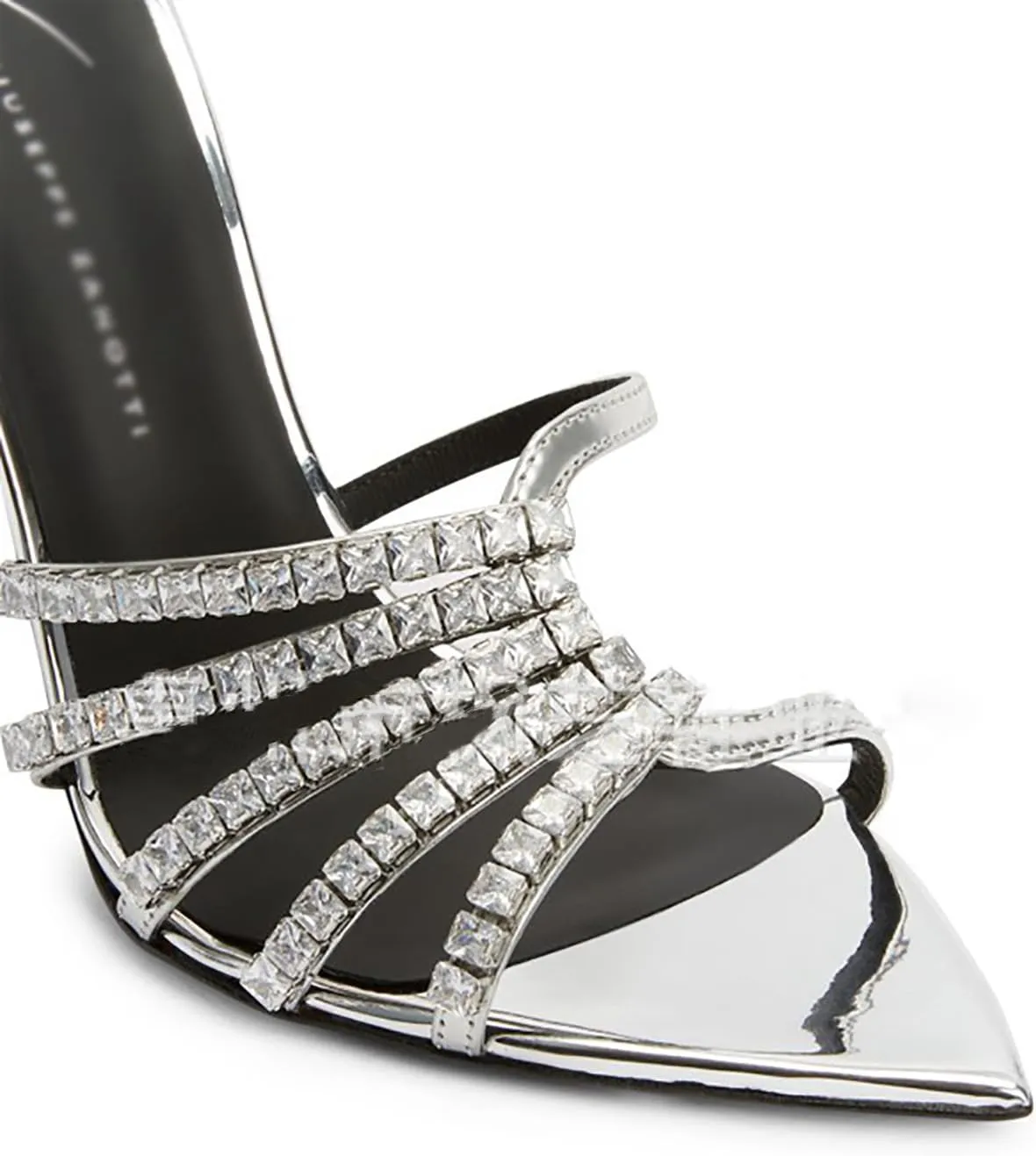 Women's Rhinestones Pointed Toe Stiletto Slides Sandals Summer Shiny Strappy High Heels Outdoor Sexy Party Wedding Bride Dress Sandals