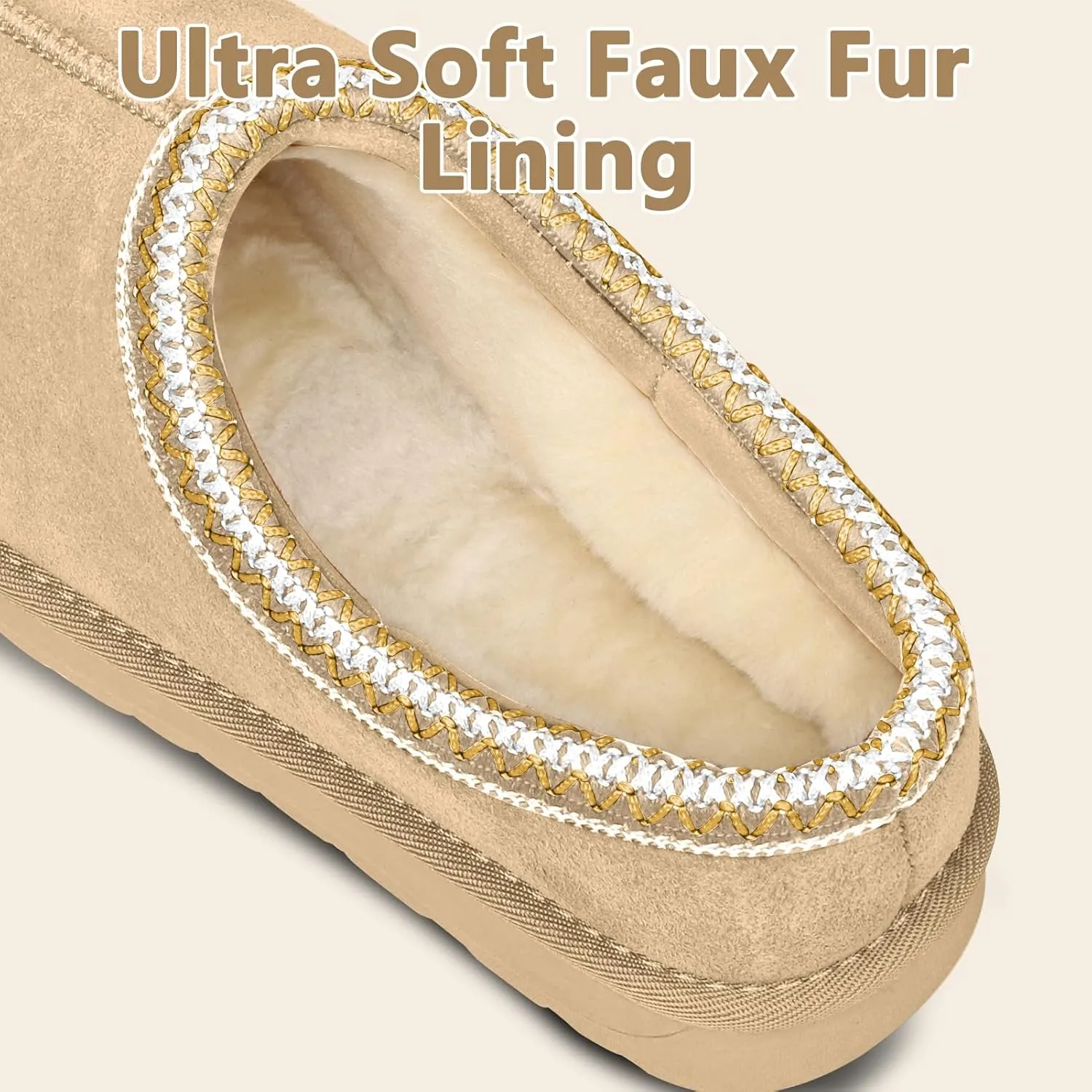 Women's Slippers Platform Mini Boots Short Ankle Anti-Slip Boot Fur Fleece Lined Sneakers House slippers Boot For Outdoor