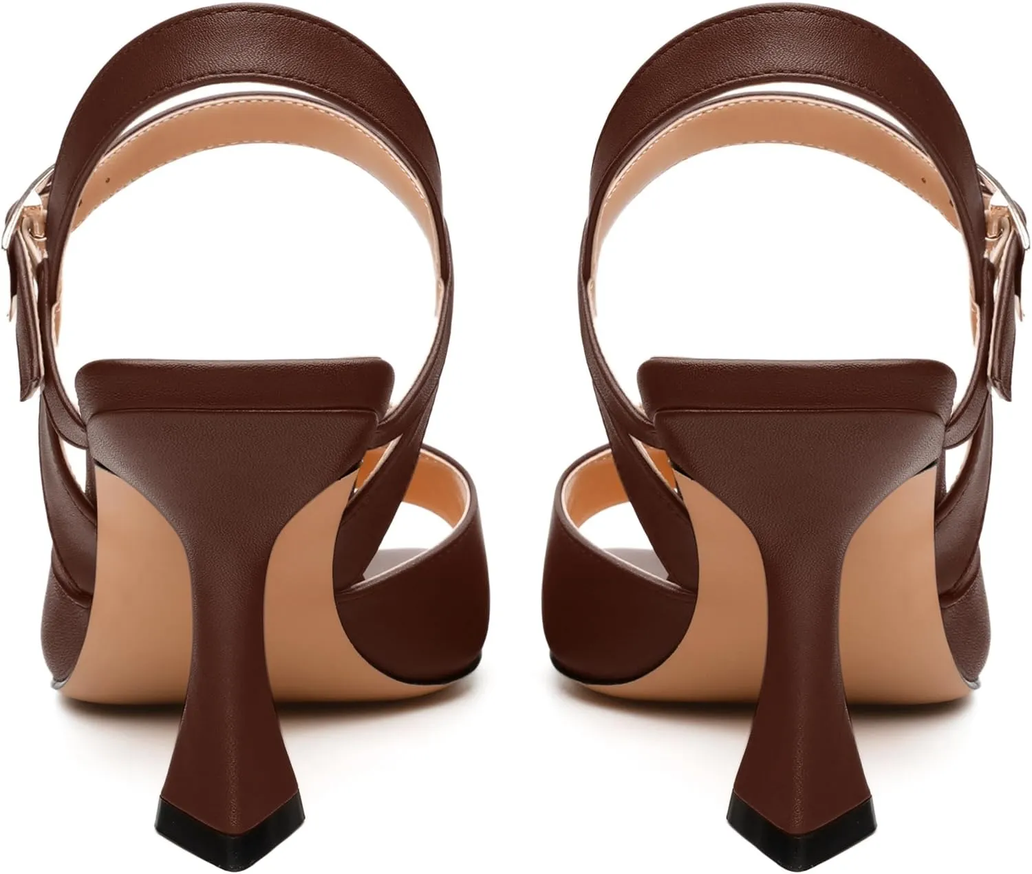 Women's Stiletto Heeled Sandals - Open Square Toe 3.2" High Heels with Adjustable Ankle Strap, Solid Color for Work, Parties & Weddings