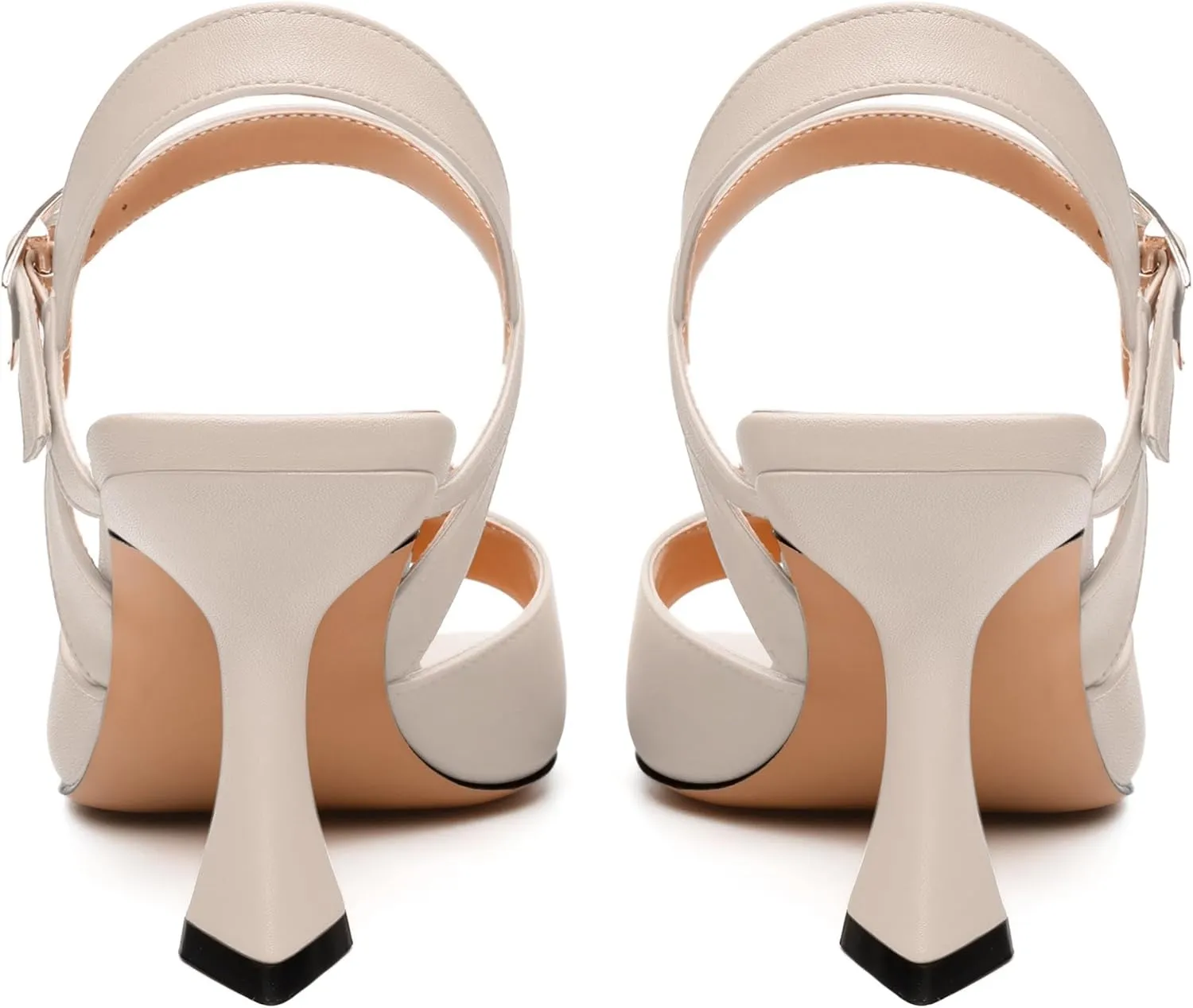 Women's Stiletto Heeled Sandals - Open Square Toe 3.2" High Heels with Adjustable Ankle Strap, Solid Color for Work, Parties & Weddings