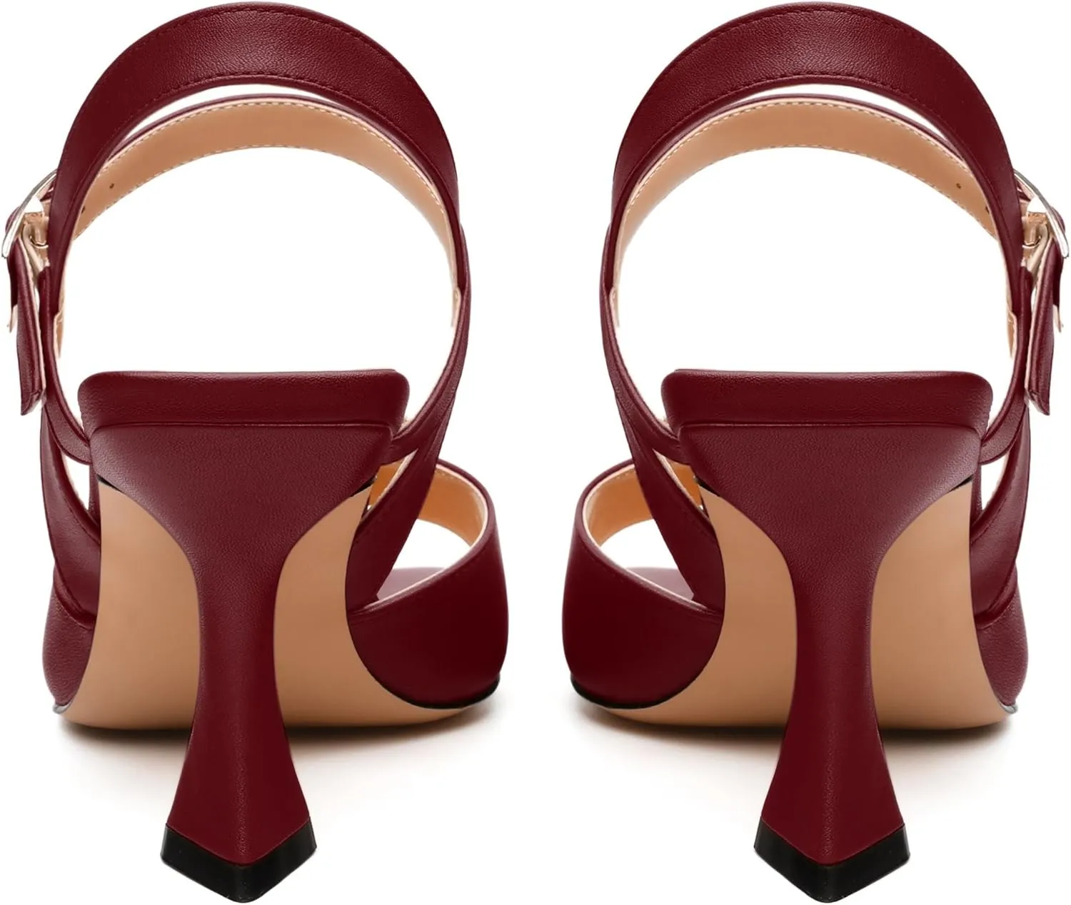 Women's Stiletto Heeled Sandals - Open Square Toe 3.2" High Heels with Adjustable Ankle Strap, Solid Color for Work, Parties & Weddings
